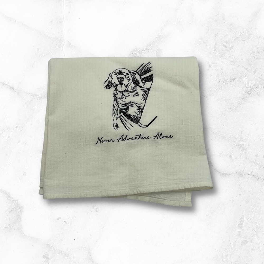 Handmade Never Venture Alone Flour Sack Kitchen towel​